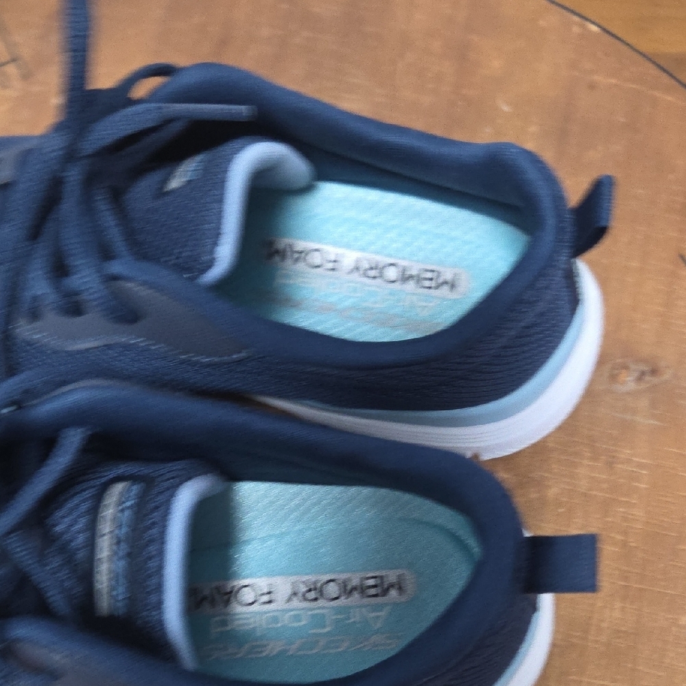 Skechers Dark Blue Mesh Sneakers with White Soles - Picture 6 of 9